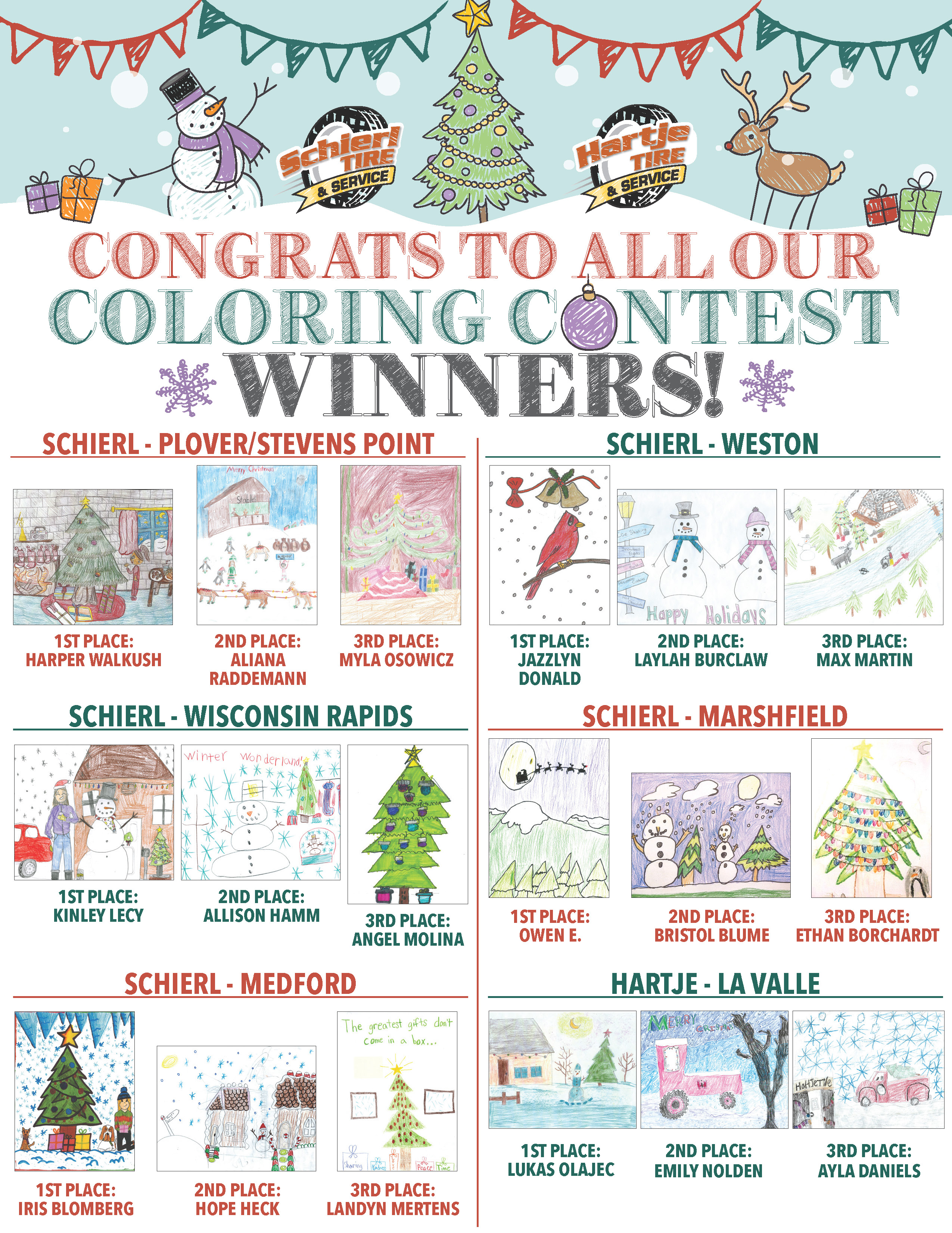 2022 Holiday Coloring Contest Winners - Marshfield, WI